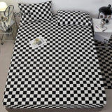 Japanese And Korean Unmarked Style Plaid Pattern Mattress Protector Cover Fitted Sheet 160X200