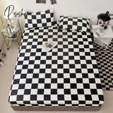 Japanese And Korean Unmarked Style Plaid Pattern Mattress Protector Cover Fitted Sheet 160X200