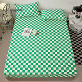 Japanese And Korean Unmarked Style Plaid Pattern Mattress Protector Cover Fitted Sheet 160X200