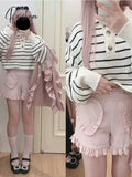 Japanese Sweet Lolita Shorts Women’s Gothic Love Ruffles Pocket High Waist Short Pants Cute Girls