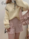 Japanese Sweet Lolita Shorts Women’s Gothic Love Ruffles Pocket High Waist Short Pants Cute Girls