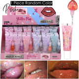 Jelly Fruit Burst Lip Gloss Plumping Balm Sequins Oil Fades Lip Lines Moisturizer Shiny Natural