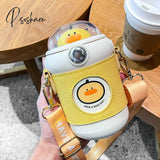 Kawaii Cute Bear Thermos Water Bottle With Straw For Kids Girl Portable Leak Proof School