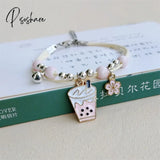 Korean Cute Cartoon Animal Cat Rabbit Flower Bracelet For Girl Kids Women Fashion Charm Student