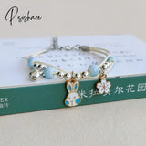 Korean Cute Cartoon Animal Cat Rabbit Flower Bracelet For Girl Kids Women Fashion Charm Student