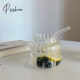 Korean Ins Style Fruit Juice Water Cup With Straw Large Capacity Heat-Resistant Glass Cold Drink