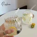 Korean Ins Style Fruit Juice Water Cup With Straw Large Capacity Heat-Resistant Glass Cold Drink