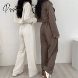 Korean Ol Short Suits Sets Women Casual Loose Crop Blazers Jackets Conjunto New High Waist Wide Leg