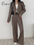 Korean Ol Short Suits Sets Women Casual Loose Crop Blazers Jackets Conjunto New High Waist Wide Leg