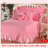 Korean Style Princess Wedding Bedding Set Luxury Pink Heart Lace Jacquard Satin Duvet Cover