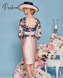 Lace Mother Of The Bride Dresses Knee Length 2 Piece With Jacket Dress High Quality Satin Wedding