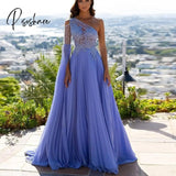 Lavender Long Prom Dresses One Shouler Sleeves Formal Robes De Soirée Vestidos Elegantes Para