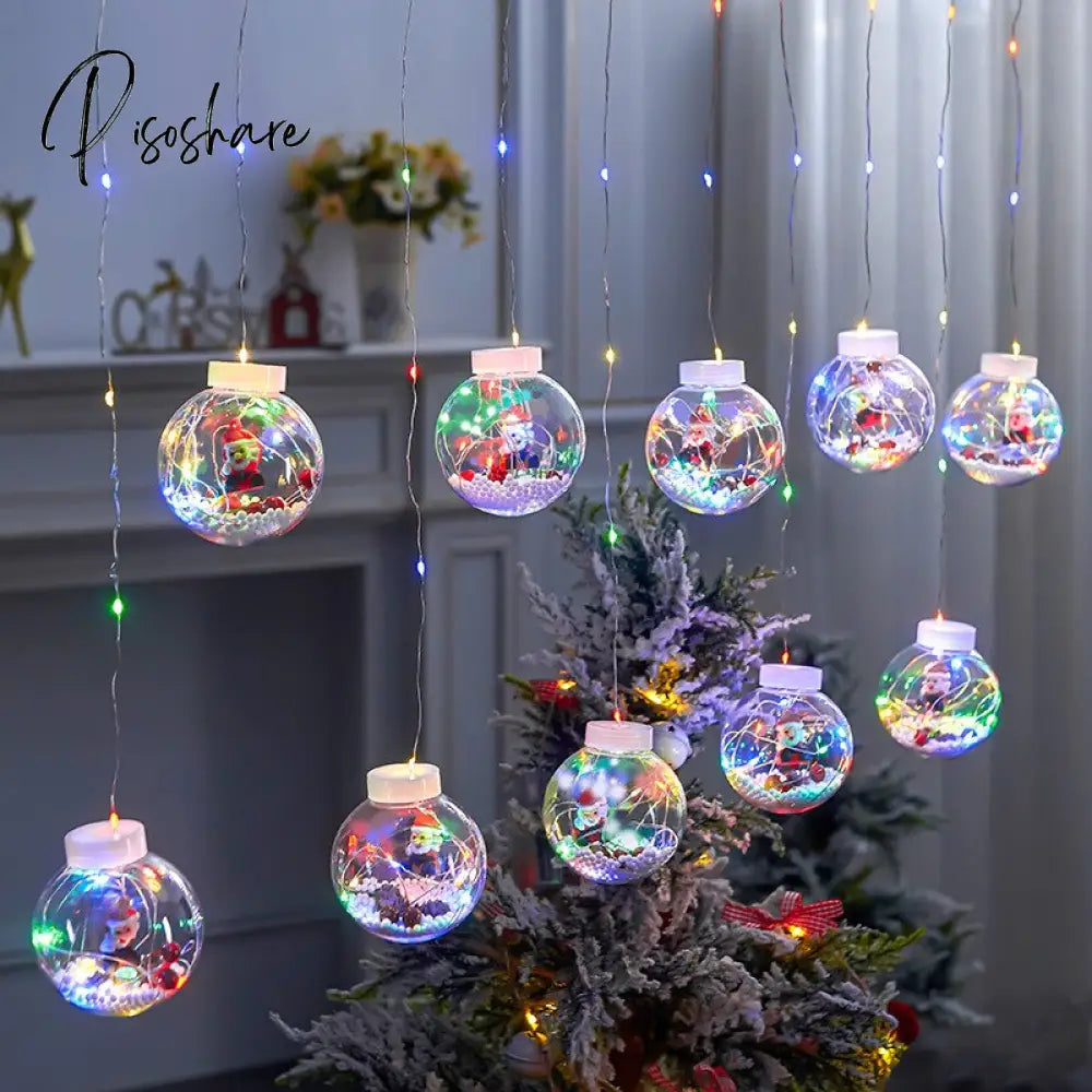 Led Curtain Lamp 3M Snowman Wishing Ball String Christmas Window Decoration Copper Wire Color