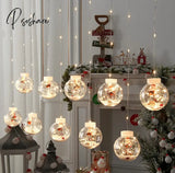 Led Curtain Lamp 3M Snowman Wishing Ball String Christmas Window Decoration Copper Wire Color