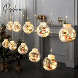 Led Curtain Lamp 3M Snowman Wishing Ball String Christmas Window Decoration Copper Wire Color