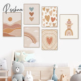 Llamas Sun Rainbow Heart Alphabet Boho Nursery Wall Art Canvas Painting Posters And Prints Pictures