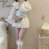 Lolita Cake Mini Skirts Women Japanese A-Line High Waist Black Pleated Skirt Girly Kawaii Love Y2K