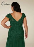 Lorencia Emerald Green Lace Wedding Party Dress Chiffon Mermaid Mother Of The Bride Dresses For