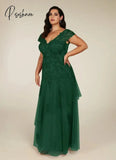 Lorencia Emerald Green Lace Wedding Party Dress Chiffon Mermaid Mother Of The Bride Dresses For