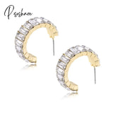 Lost Lady Fashion Multi-Color Crystal Glass C Cuff Stud Earrings Girl Women’s Geometric Wedding