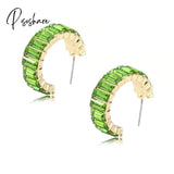 Lost Lady Fashion Multi-Color Crystal Glass C Cuff Stud Earrings Girl Women’s Geometric Wedding