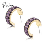 Lost Lady Fashion Multi-Color Crystal Glass C Cuff Stud Earrings Girl Women’s Geometric Wedding