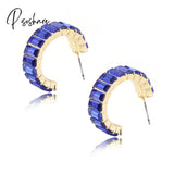 Lost Lady Fashion Multi-Color Crystal Glass C Cuff Stud Earrings Girl Women’s Geometric Wedding
