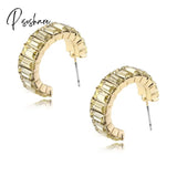 Lost Lady Fashion Multi-Color Crystal Glass C Cuff Stud Earrings Girl Women’s Geometric Wedding