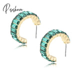 Lost Lady Fashion Multi-Color Crystal Glass C Cuff Stud Earrings Girl Women’s Geometric Wedding