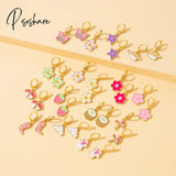 Lost Lady New Fashion Flower Strawberry Butterfly Hoop Earrings Alloy Jewelry Wholesale Direct Sales