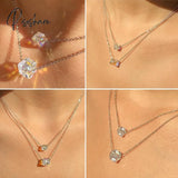 Lost Lady New Fashion Heart Shaped Flower Colored Zircon Pendant Necklace Same Paragraph Birthday