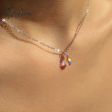 Lost Lady New Fashion Heart Shaped Flower Colored Zircon Pendant Necklace Same Paragraph Birthday