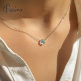 Lost Lady New Fashion Heart Shaped Flower Colored Zircon Pendant Necklace Same Paragraph Birthday