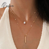 Lost Lady New Fashion Three Layers Disc Pendant Necklace For Women Trendy Simple Ladies Retro