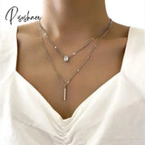 Lost Lady New Fashion Three Layers Disc Pendant Necklace For Women Trendy Simple Ladies Retro