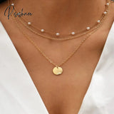 Lost Lady New Fashion Three Layers Disc Pendant Necklace For Women Trendy Simple Ladies Retro