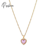 Lost Lady Possession Necklace Zircon Heart Pendant For Women Simple Ladies Birthday Gift Jewelry