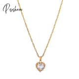 Lost Lady Possession Necklace Zircon Heart Pendant For Women Simple Ladies Birthday Gift Jewelry