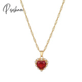 Lost Lady Possession Necklace Zircon Heart Pendant For Women Simple Ladies Birthday Gift Jewelry