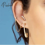 Lost Lady Single Rhinestone Crystal Safety Pin Hoop Earrings Women Cute Heart Drop Wholesale