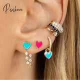 Lost Lady Single Rhinestone Crystal Safety Pin Hoop Earrings Women Cute Heart Drop Wholesale