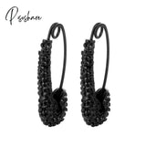 Lost Lady Single Rhinestone Crystal Safety Pin Hoop Earrings Women Cute Heart Drop Wholesale