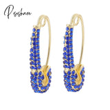 Lost Lady Single Rhinestone Crystal Safety Pin Hoop Earrings Women Cute Heart Drop Wholesale