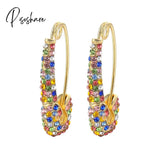 Lost Lady Single Rhinestone Crystal Safety Pin Hoop Earrings Women Cute Heart Drop Wholesale