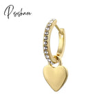 Lost Lady Single Rhinestone Crystal Safety Pin Hoop Earrings Women Cute Heart Drop Wholesale