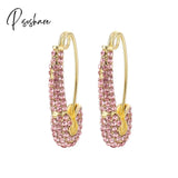 Lost Lady Single Rhinestone Crystal Safety Pin Hoop Earrings Women Cute Heart Drop Wholesale