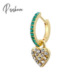 Lost Lady Single Rhinestone Crystal Safety Pin Hoop Earrings Women Cute Heart Drop Wholesale