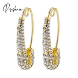 Lost Lady Single Rhinestone Crystal Safety Pin Hoop Earrings Women Cute Heart Drop Wholesale