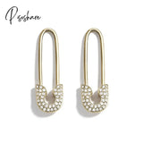 Lost Lady Single Rhinestone Crystal Safety Pin Hoop Earrings Women Cute Heart Drop Wholesale