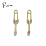 Lost Lady Single Rhinestone Crystal Safety Pin Hoop Earrings Women Cute Heart Drop Wholesale